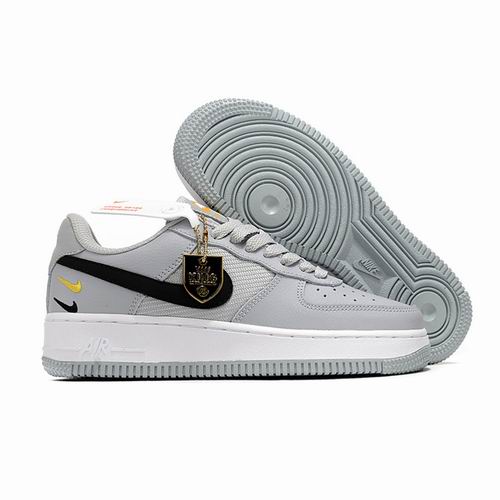 Cheap Nike Air Force 1 Grey Black Yellow Swoosh Shoes Men and Women-30 - Click Image to Close